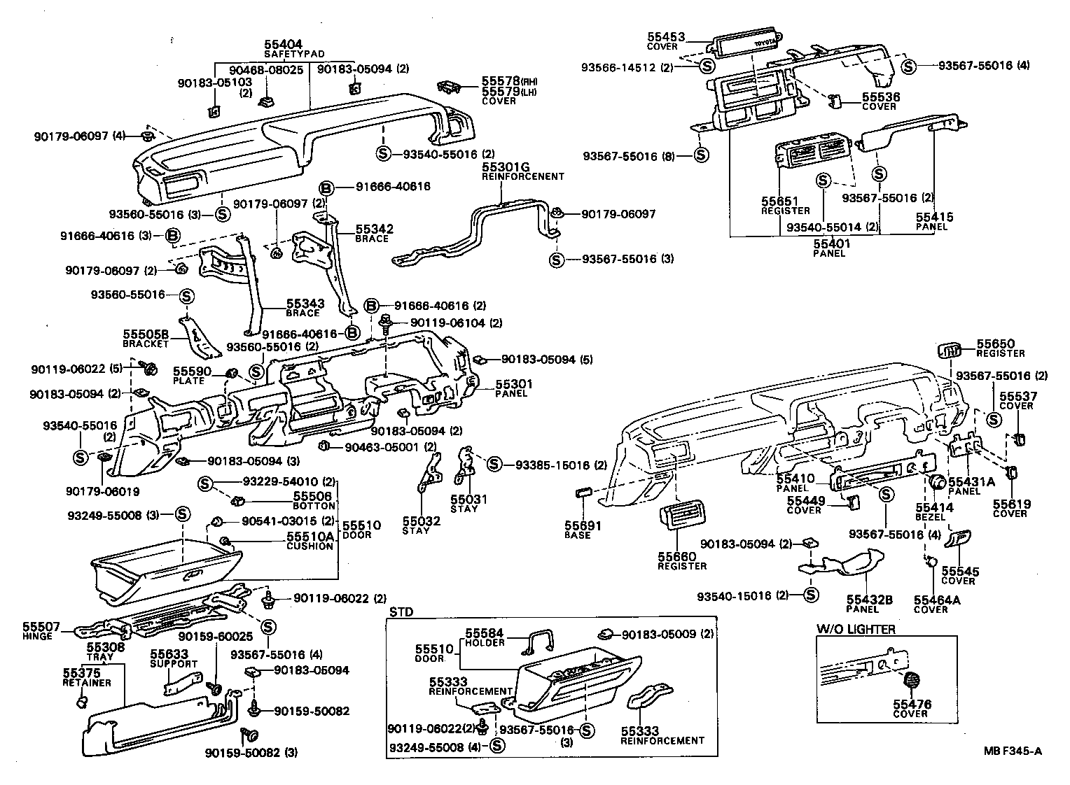 55031-12010 REINFORCEMENT, INSTRUMENT PANEL, NO.1 product image