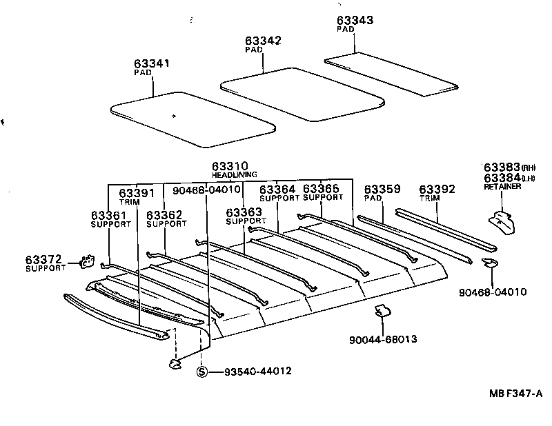 63310-12450-01 HEADLINING ASSY, ROOF product image