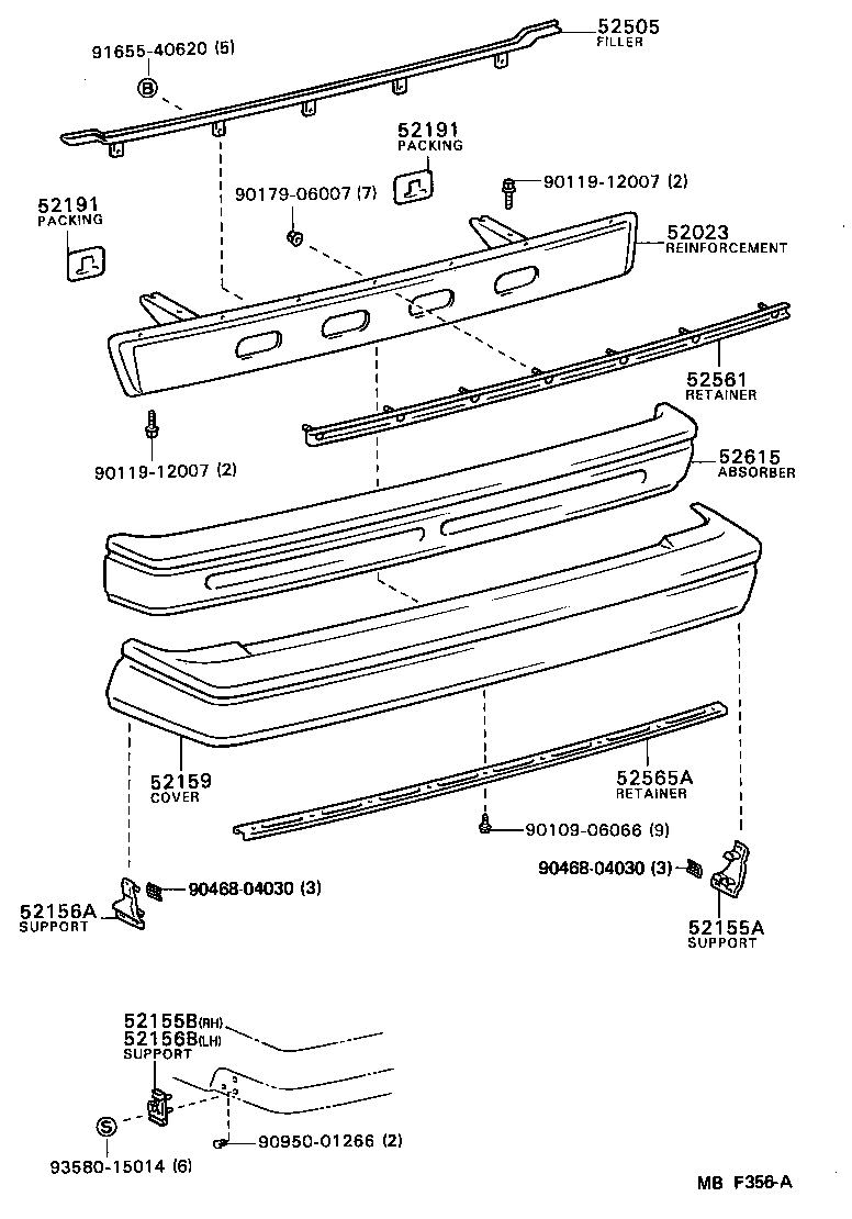 Toyota 52305-28010 RETAINER, REAR BUMPER, UPPER CENTER