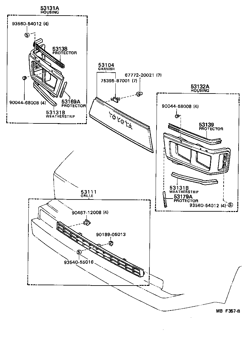 Toyota 53101-28030 GARNISH SUB-ASSY, FRONT PANEL, CENTER