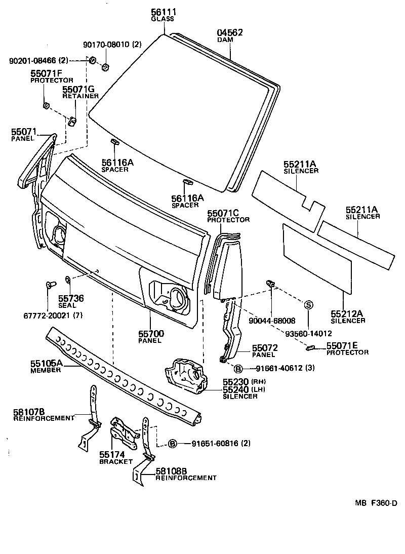 Toyota 56116-28010 SPACER, WINDSHIELD GLASS