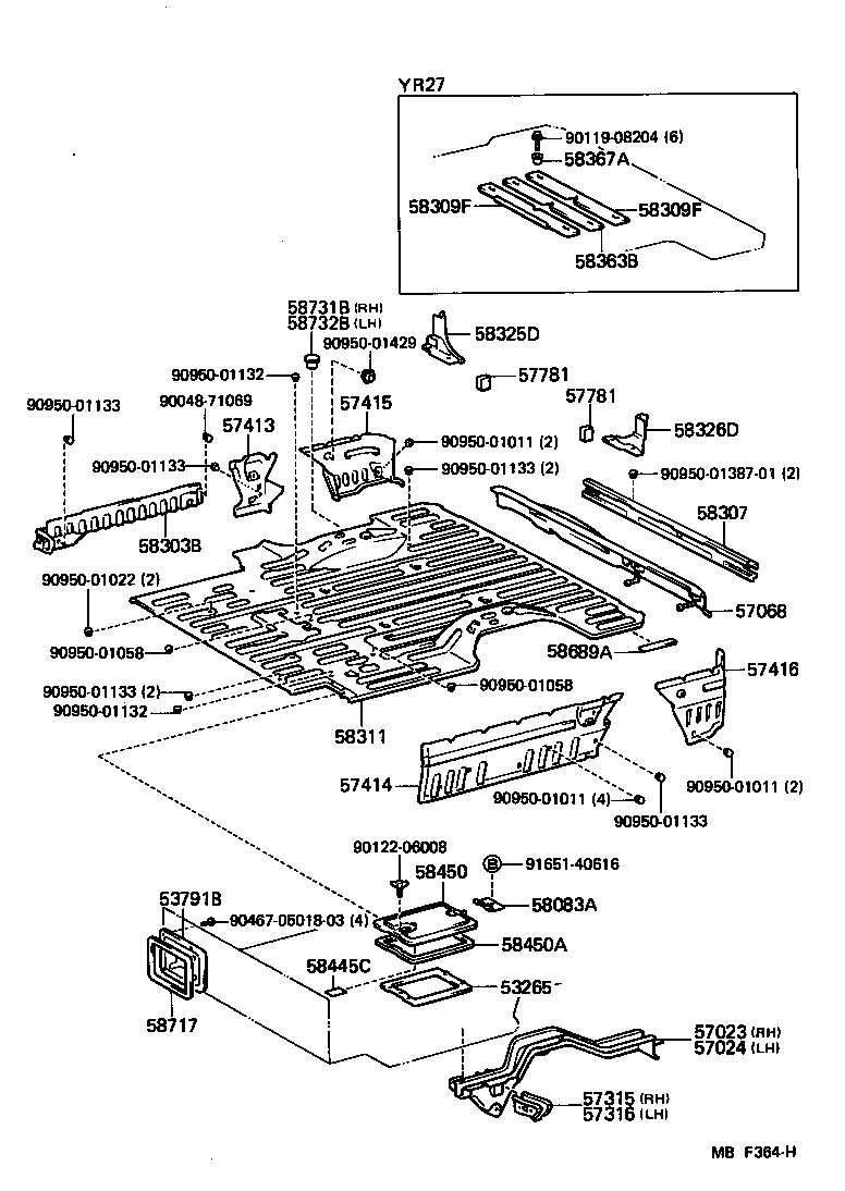 Toyota 58346-95D00 BRACKET, REAR FLOOR HEAT INSULATOR, NO.2