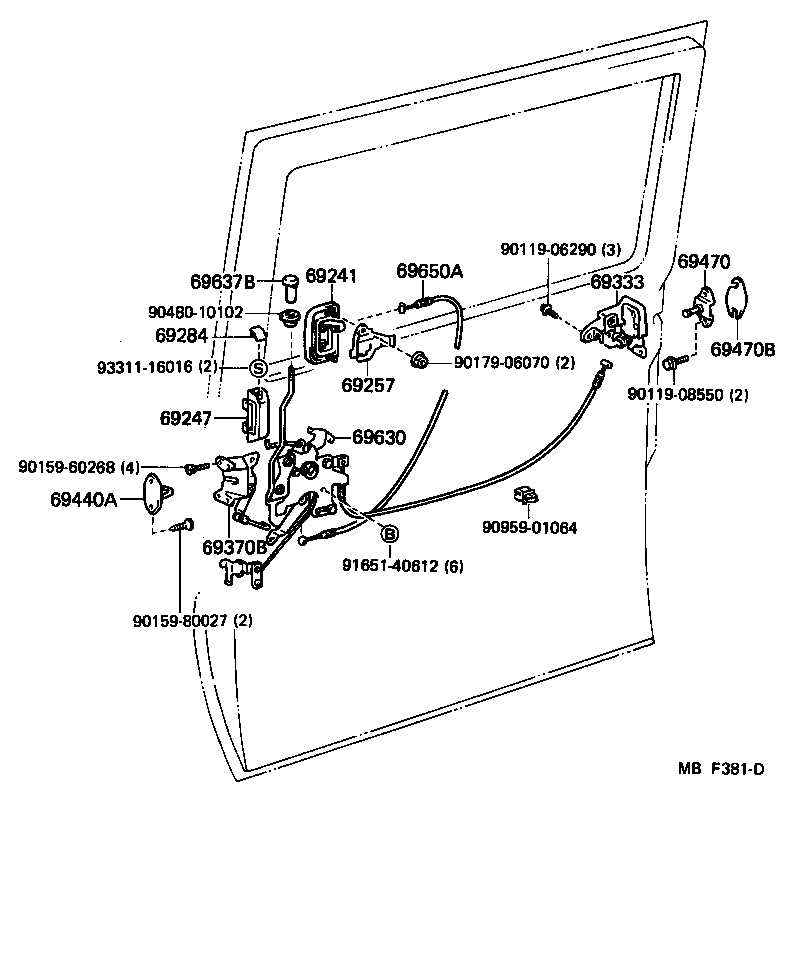 Toyota 69230-28010 HANDLE ASSY, SLIDE DOOR OUTSIDE, RH