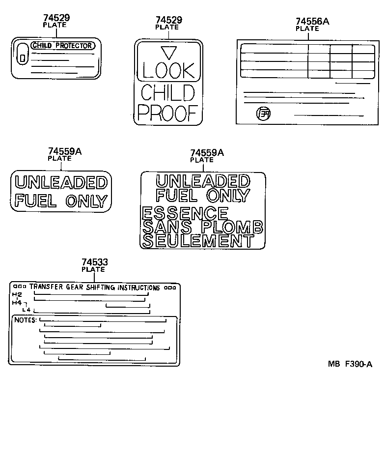 Toyota 36369-28030 PLATE, TRANSFER CAUTION