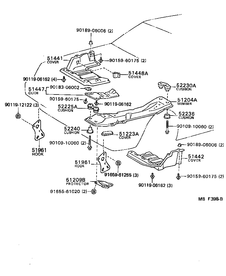 Toyota 52225-20010 CUSHION, CENTER MEMBER MOUNTING, FRONT UPPER