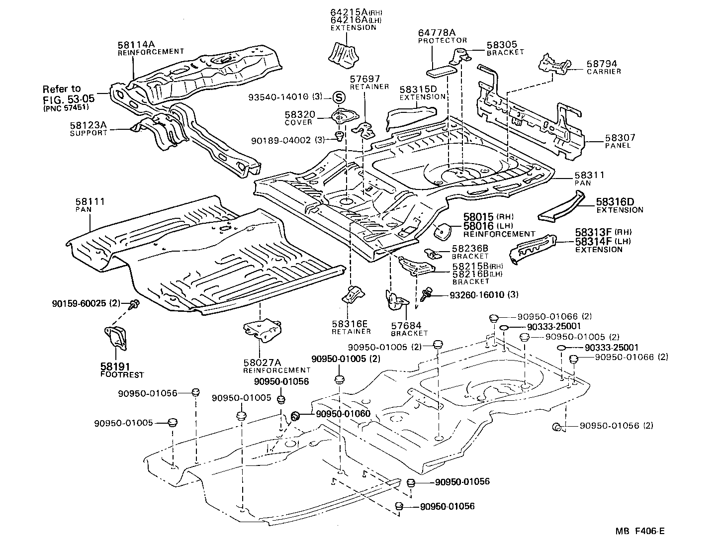 Toyota 58311-12130 PAN, REAR FLOOR