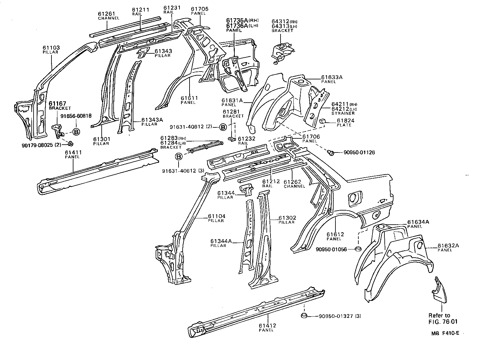 Toyota 61232-12290 RAIL, ROOF SIDE, INNER LH