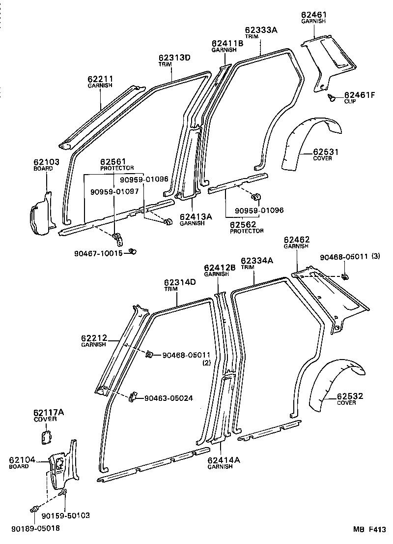 62412-12290-06 GARNISH, CENTER PILLAR, UPPER LH product image