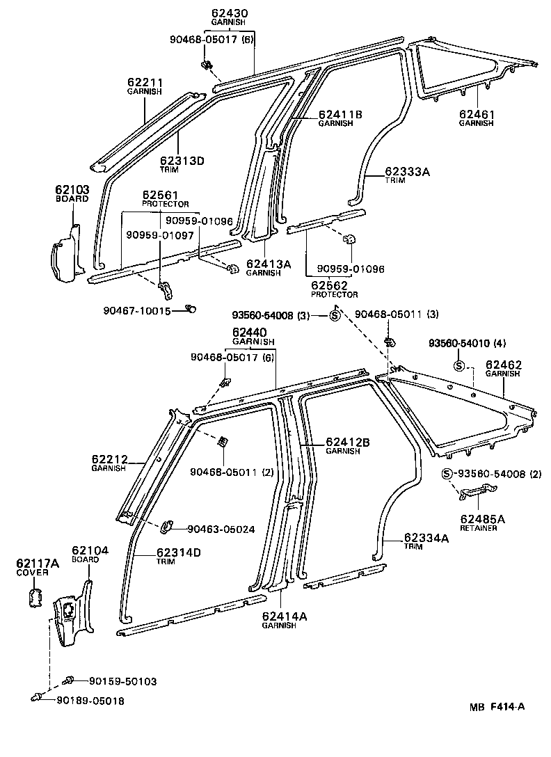 Toyota 62211-12170-06 GARNISH, FRONT PILLAR, RH