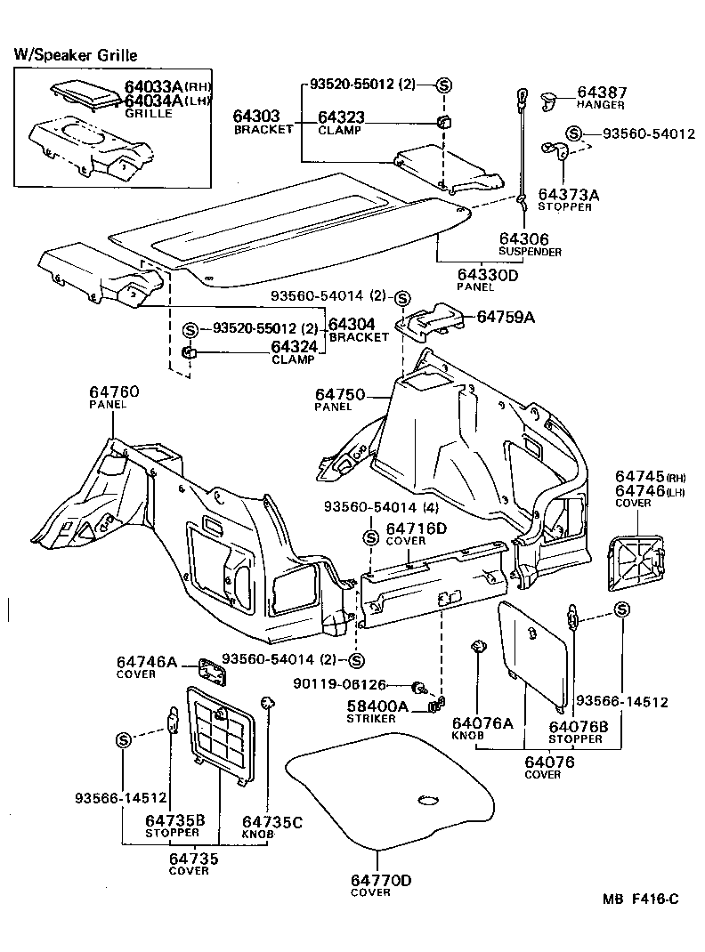 Toyota 64330-12640-06 PANEL ASSY, PACKAGE TRAY TRIM