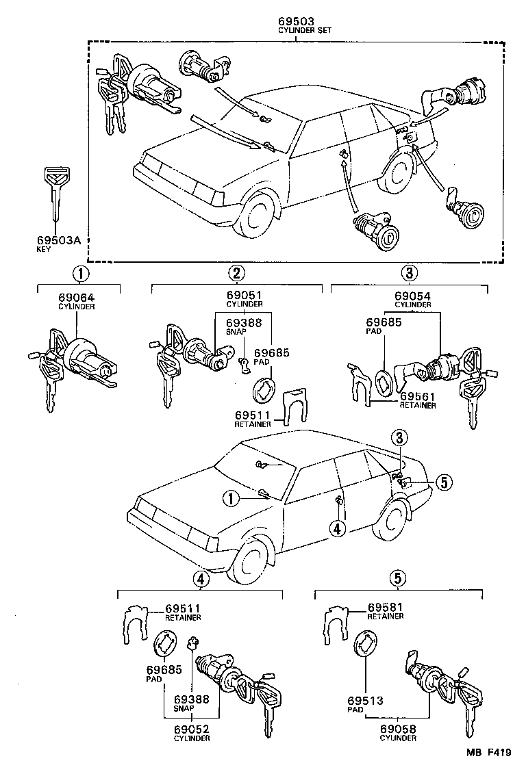 69005-12340 CYLINDER SET, LOCK product image