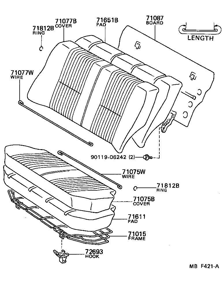 Toyota 90580-20108 WIRE, REAR SEAT BACK COVER