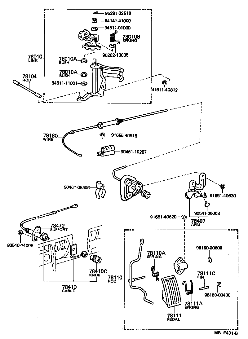78472-22020 SUPPORT, THROTTLE CONTROL CABLE product image