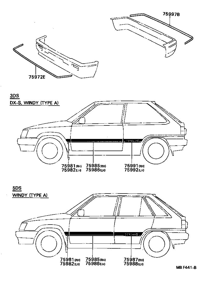 75981-16080 STRIPE, FRONT FENDER, RH NO.1 product image