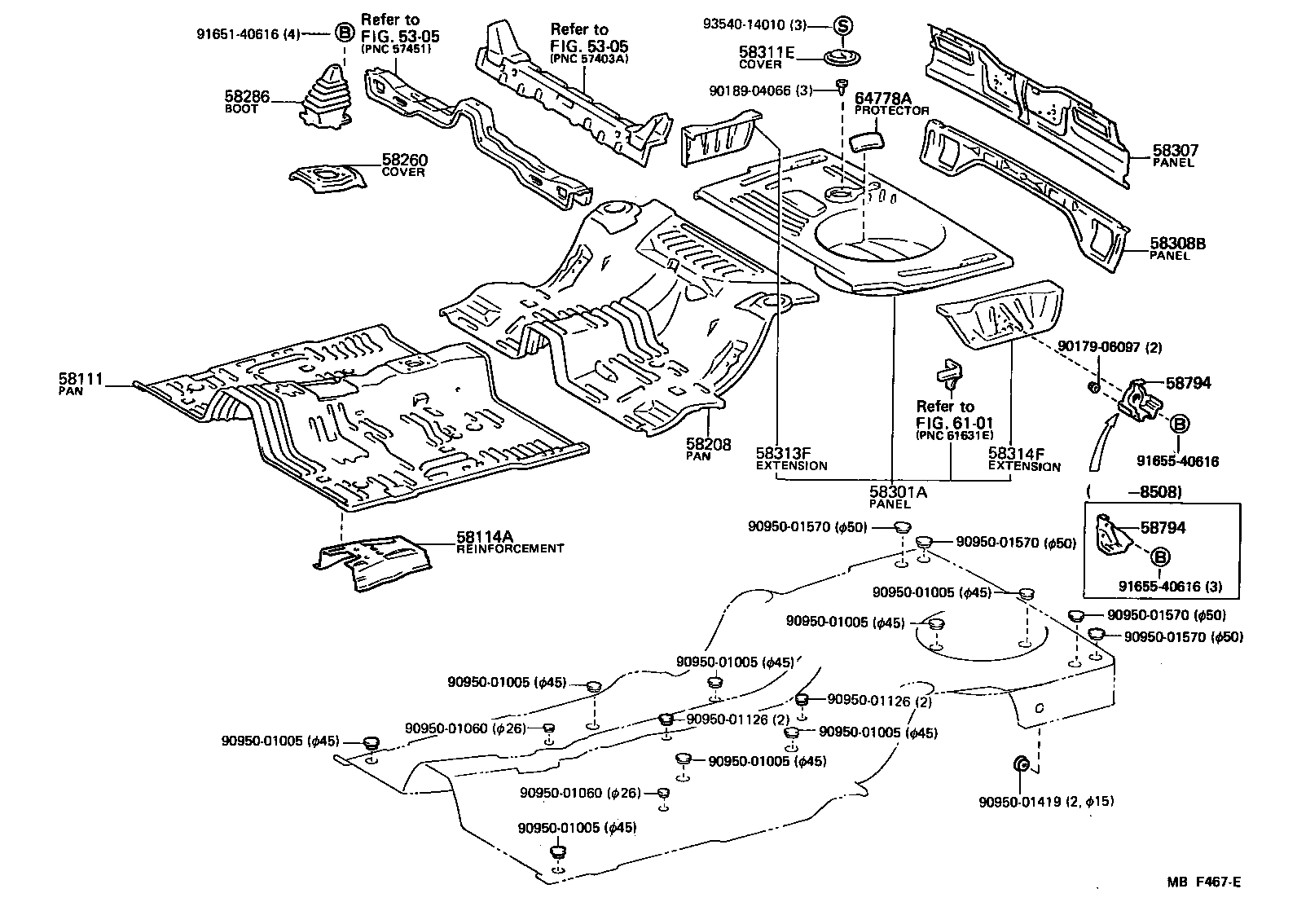 Toyota 58313-12140 EXTENSION, REAR FLOOR PAN TO QUARTER PANEL, RH