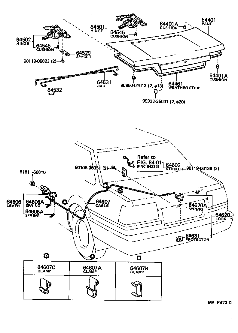 Toyota 90467-12009 CLAMP, NO.1(FOR LUGGAGE DOOR LOCK CONTROL CABLE)