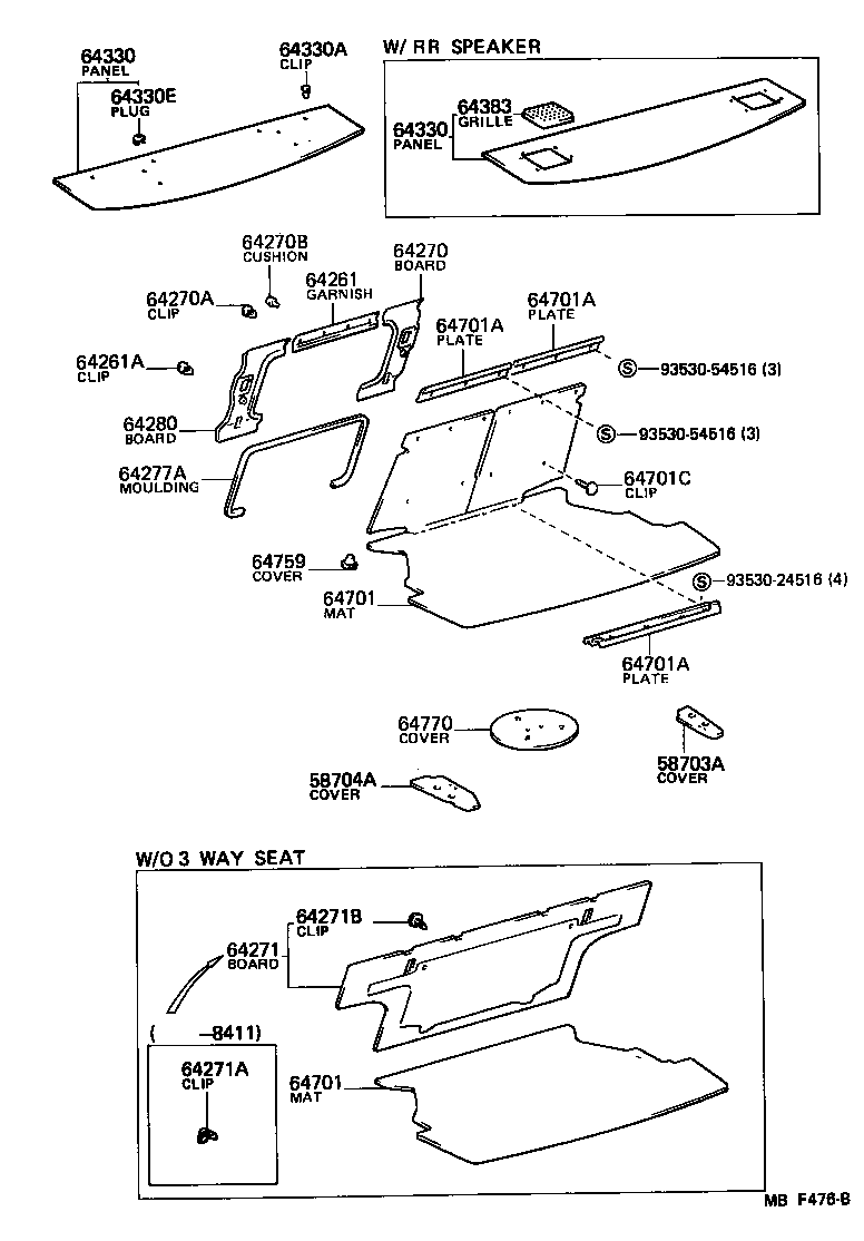 Toyota 58703-12010 COVER SUB-ASSY, LUGGAGE COMPARTMENT SIDE, RH