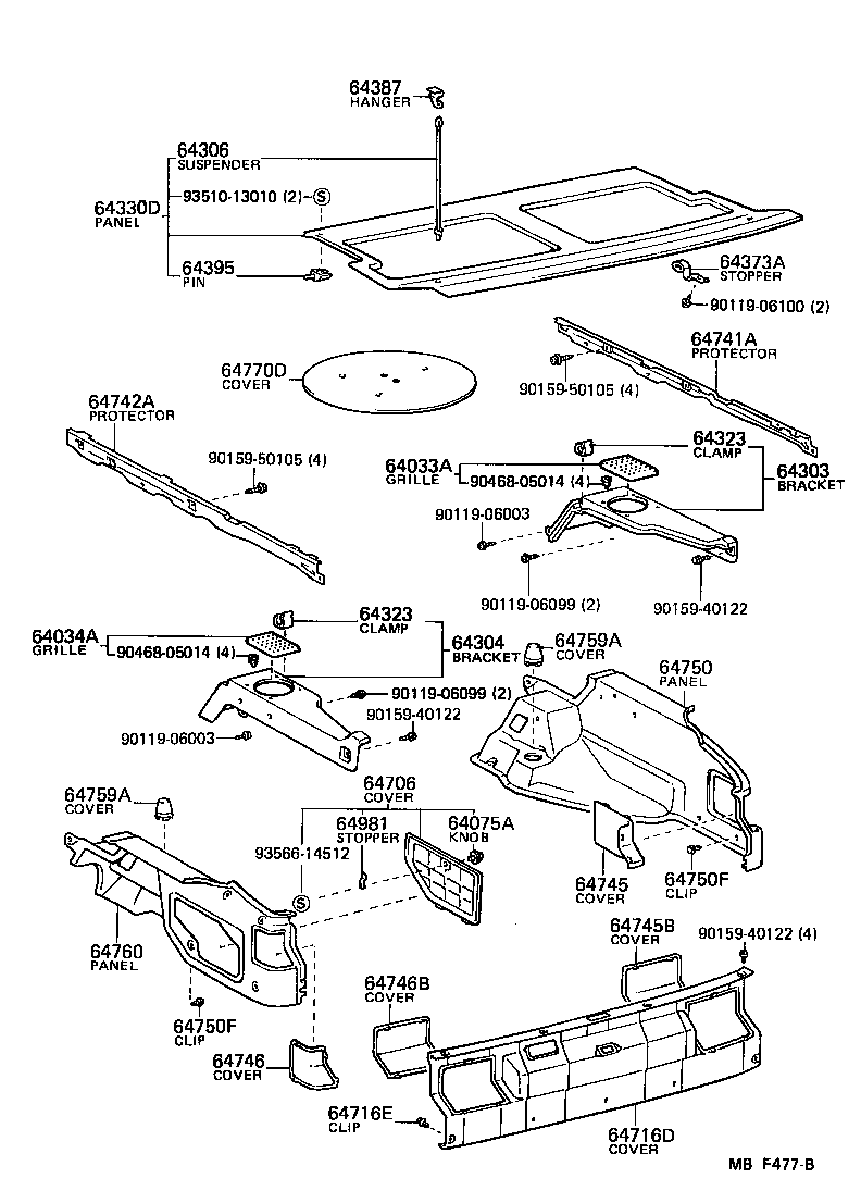 Toyota 64330-12450-02 PANEL ASSY, PACKAGE TRAY TRIM