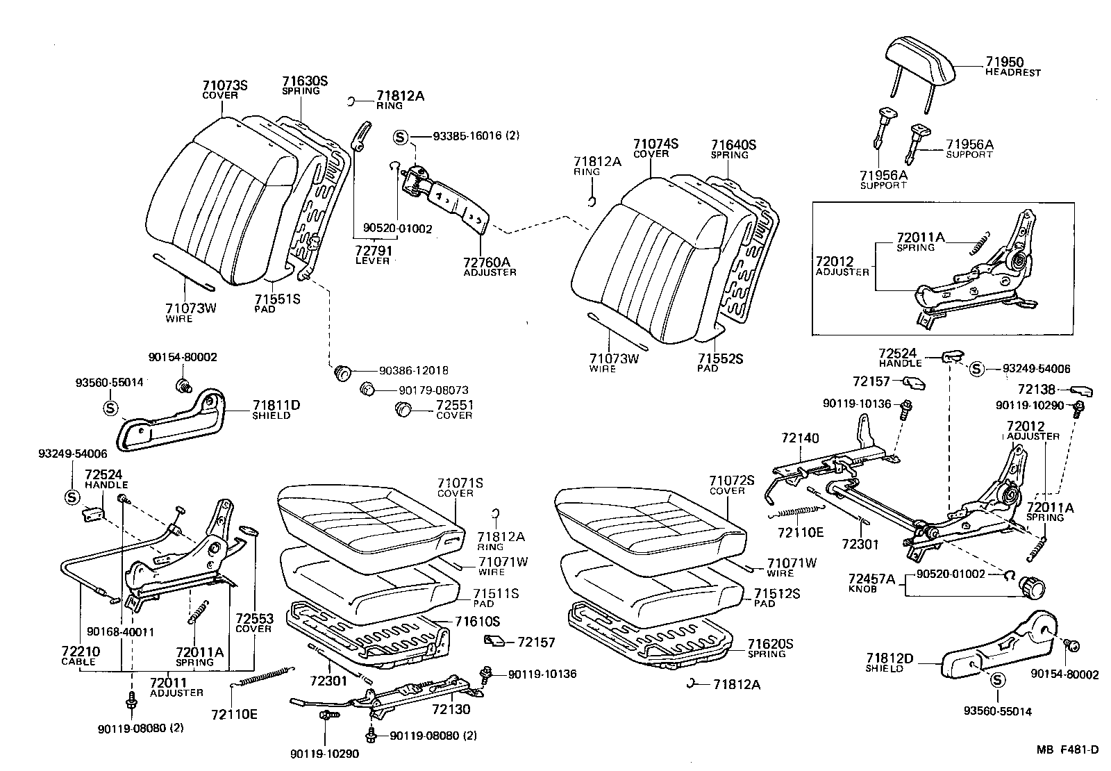 Toyota 71073-1E600 COVER, FRONT SEAT BACK, RH(FOR SEPARATE TYPE)