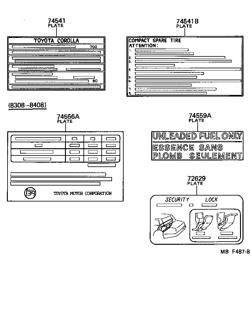 Toyota 74559-12030 PLATE, FUEL CAUTION
