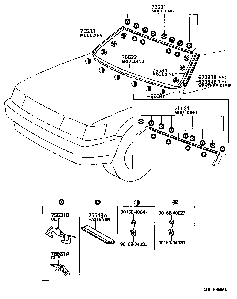 62383-12010 WEATHERSTRIP, ROOF SIDE RAIL, RH product image