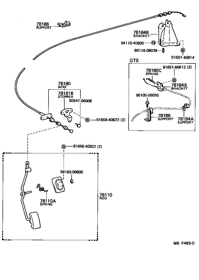 Toyota 78184-12150 BRACKET, ACCELERATOR CONTROL CABLE