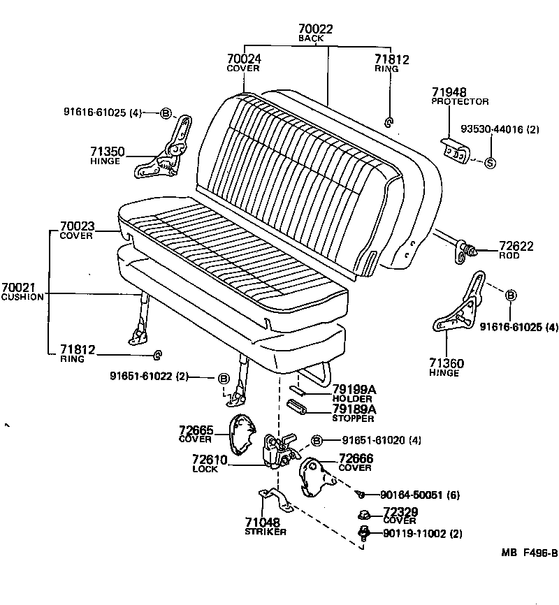 71208-95707 COVER ASSY, NO.1 SEAT CUSHION product image