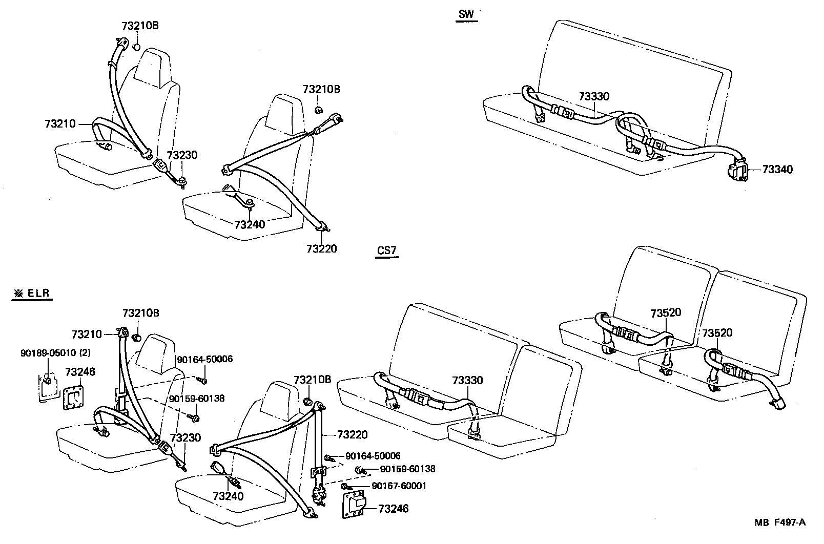 73210-95718 BELT ASSY, FRONT SEAT OUTER, RH product image