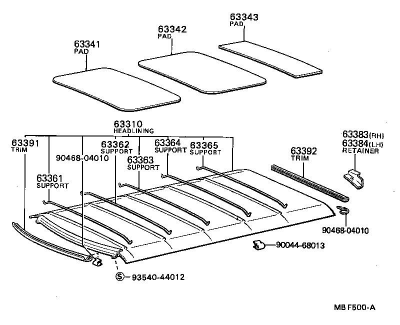 63310-12450-01 HEADLINING ASSY, ROOF product image