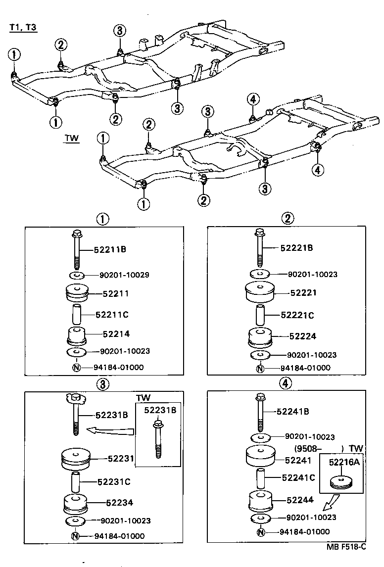90109-10066 BOLT(FOR BODY MOUNT NO.3 CUSHION) product image