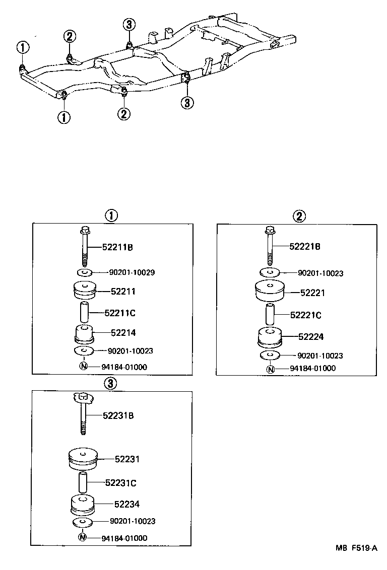 Toyota 52203-35090 CUSHION, BODY MOUNT, NO.2 UPPER