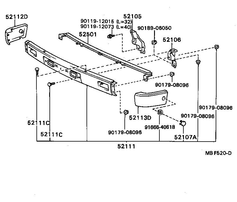 52012-89109 STAY SUB-ASSY, FRONT BUMPER, LH product image
