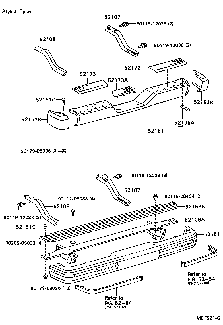 52152-89105 EXTENSION, REAR BUMPER, RH product image