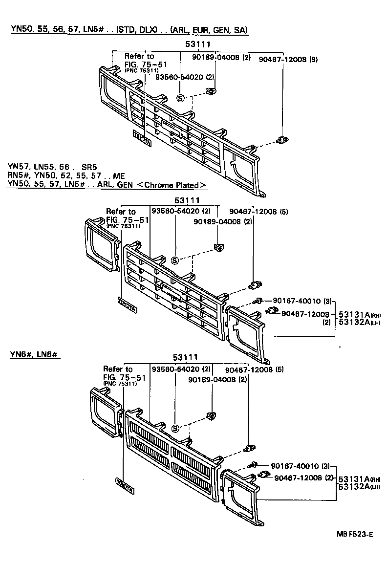 53111-89127 GRILLE, RADIATOR product image