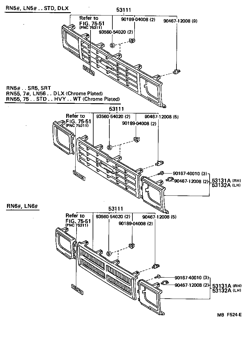 Toyota 53111-89128 GRILLE, RADIATOR