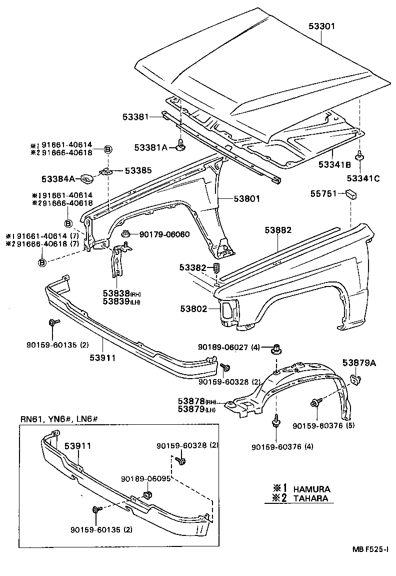 53802-89166 FENDER SUB-ASSY, FRONT LH product image