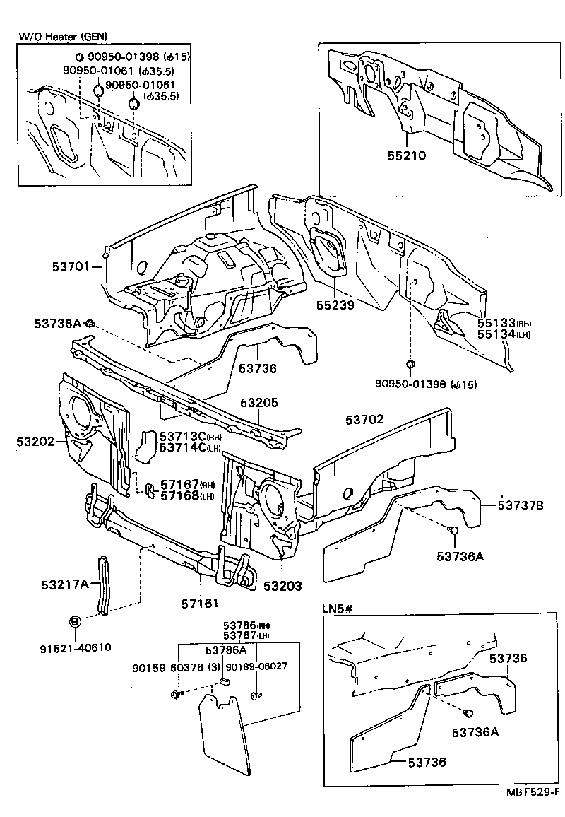 53701-89130 APRON SUB-ASSY, FRONT FENDER, RH product image