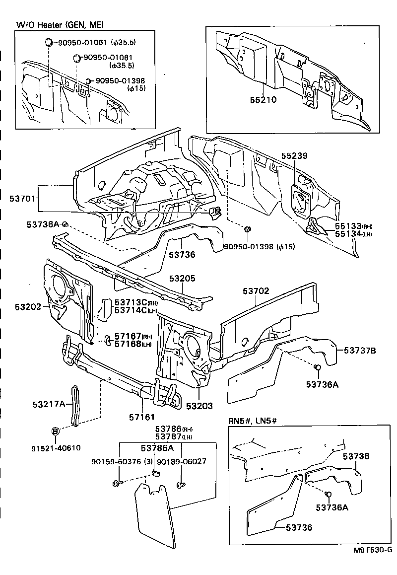 53701-89130 APRON SUB-ASSY, FRONT FENDER, RH product image