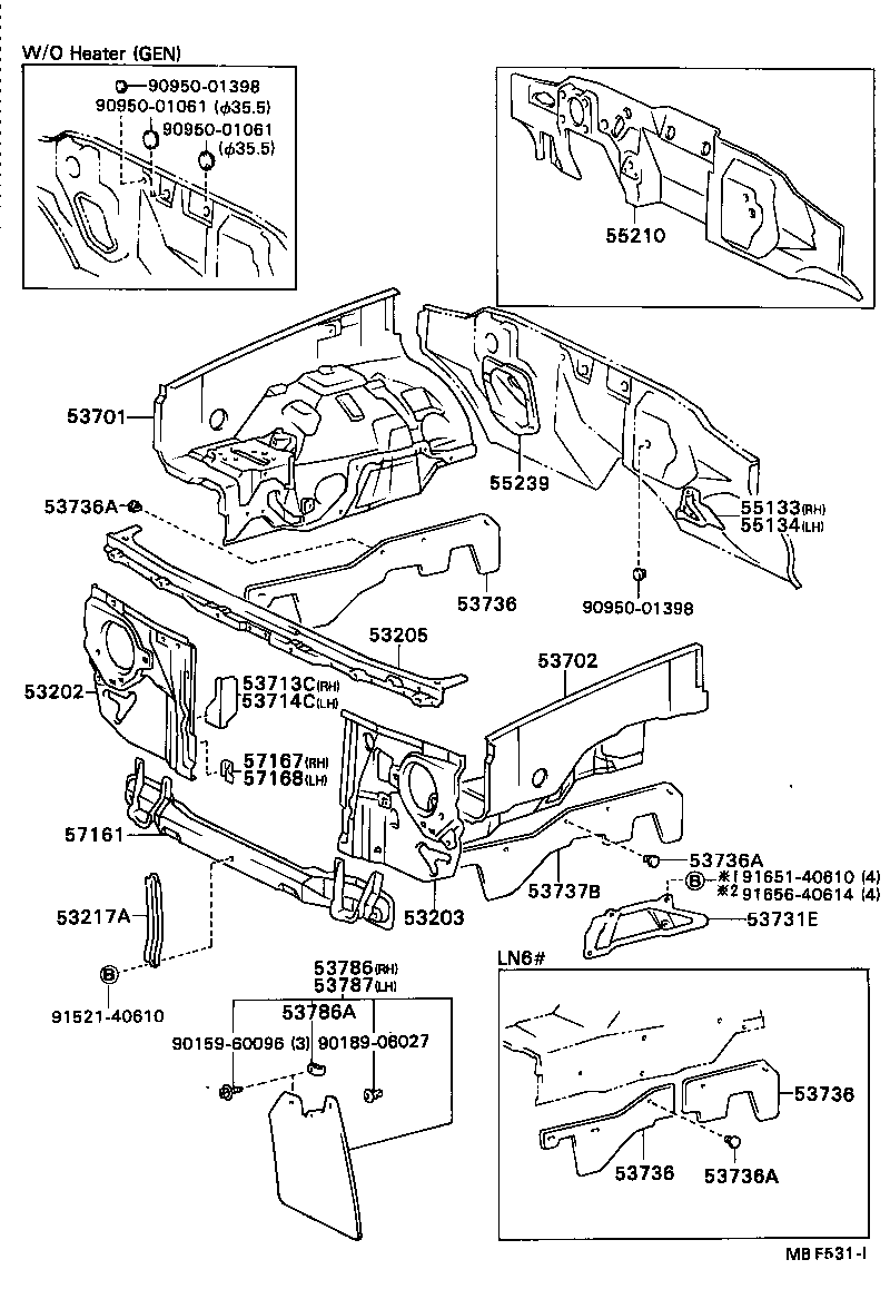 53701-89130 APRON SUB-ASSY, FRONT FENDER, RH product image