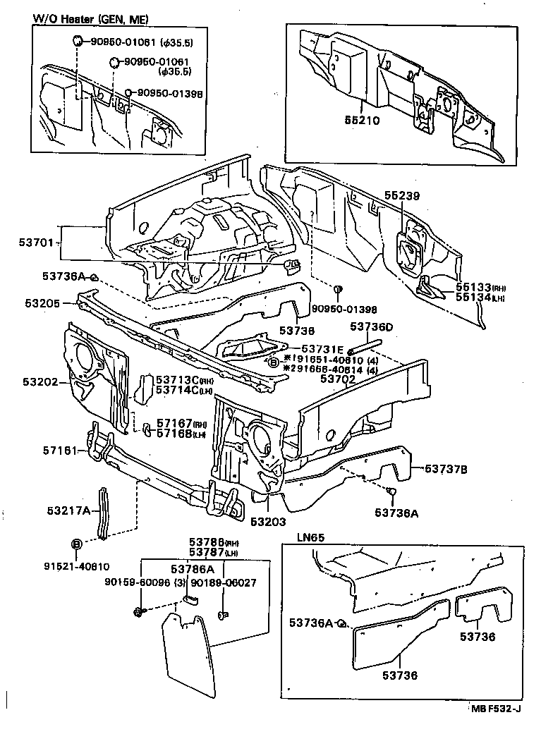53701-89130 APRON SUB-ASSY, FRONT FENDER, RH product image