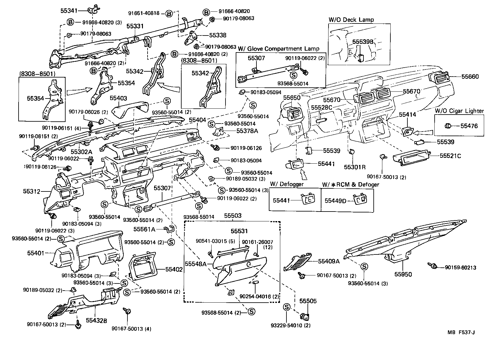 Toyota 55403-89101-06 HOOD SUB-ASSY, METER