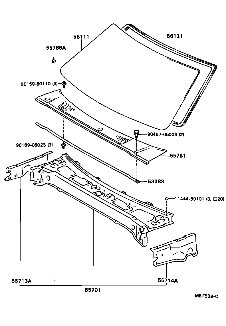53383-89105 SEAL, HOOD TO COWL TOP product image