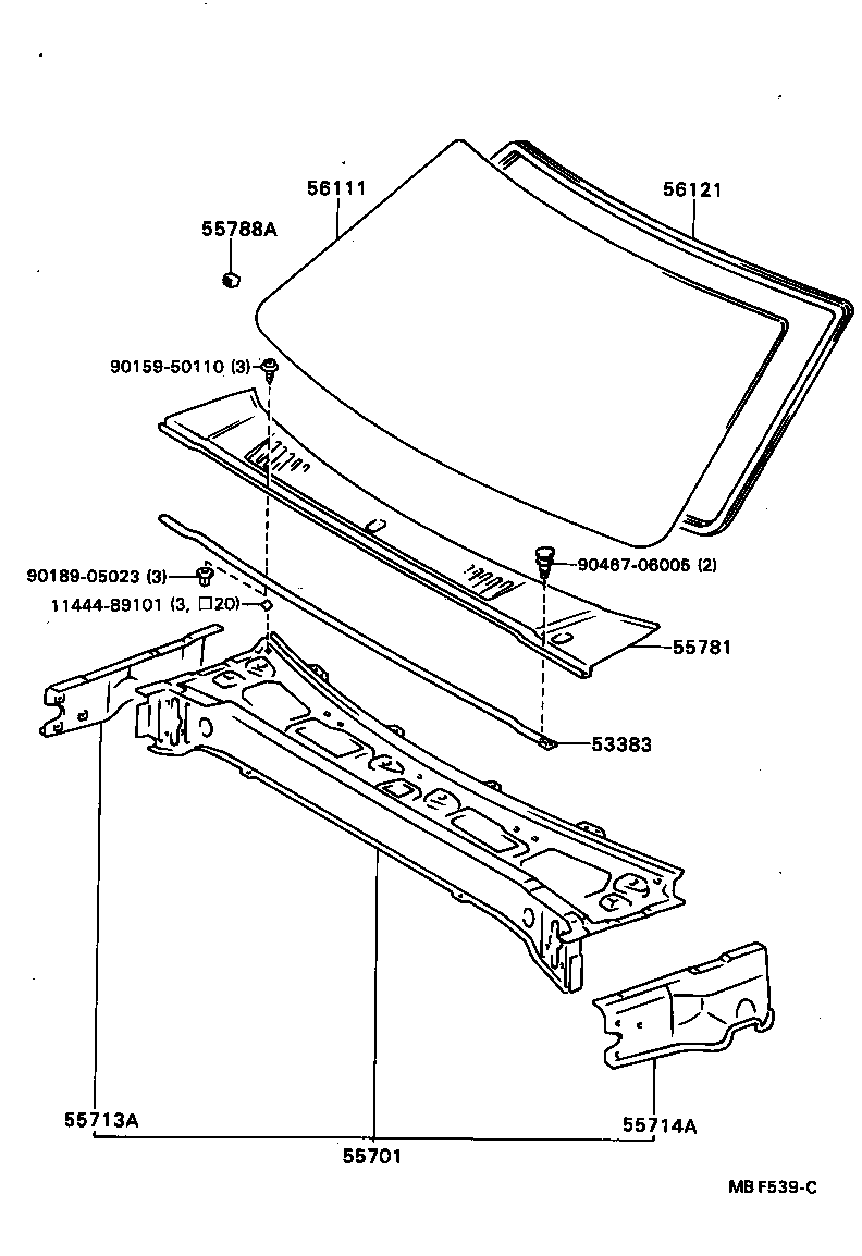 53383-89105 SEAL, HOOD TO COWL TOP product image