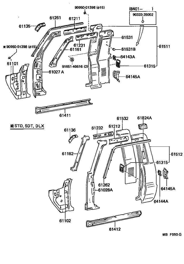 Toyota 61232-89109 RAIL, ROOF SIDE, INNER LH