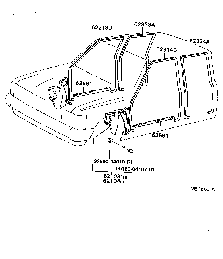 62320-89101-03 TRIM, FRONT DOOR OPENING, LH product image