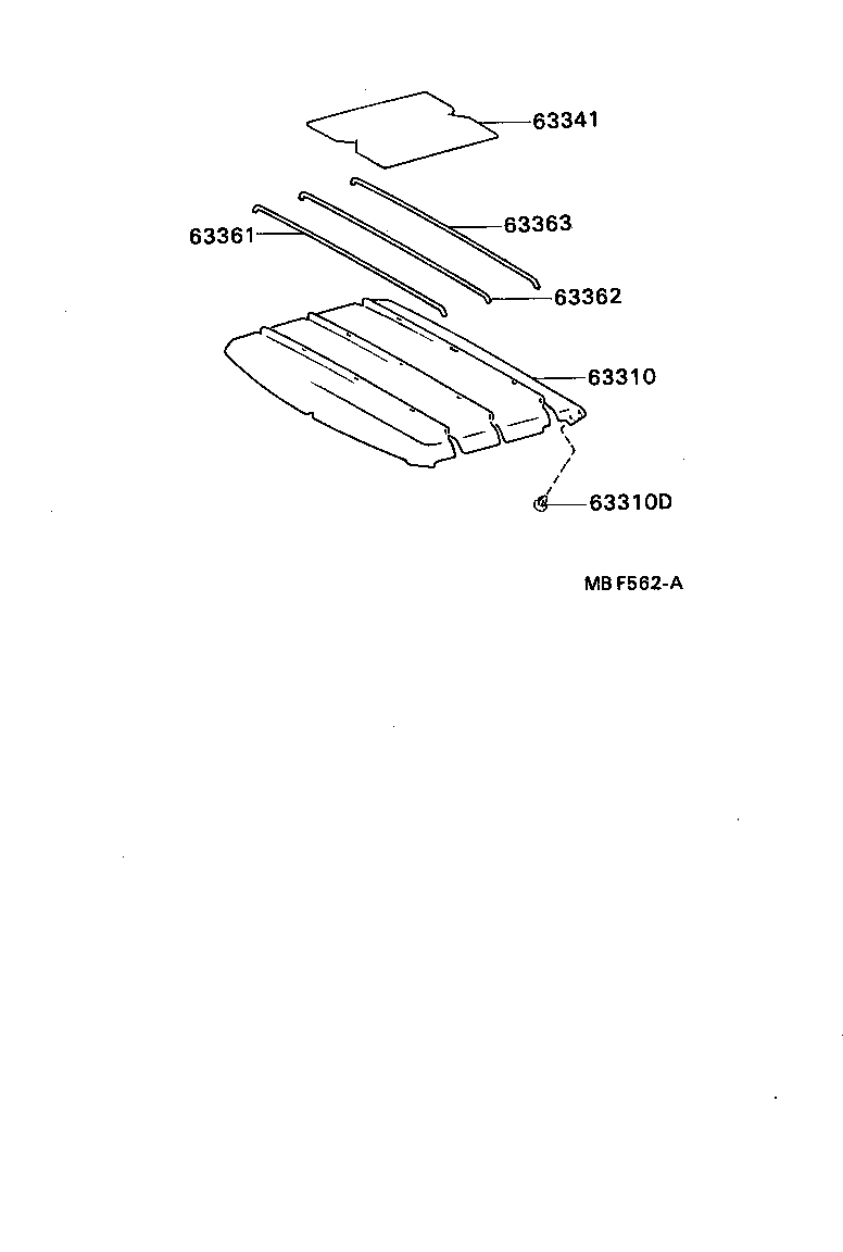 63362-89106 SUPPORT, ROOF HEADLINING, NO.4 product image