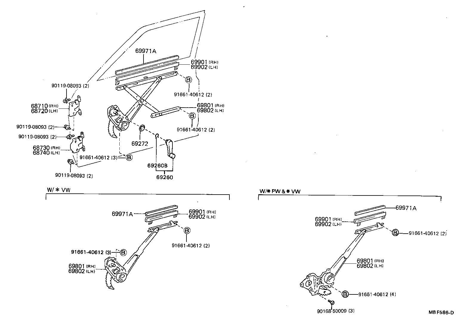 69802-89108 REGULATOR SUB-ASSY, FRONT DOOR WINDOW, LH product image