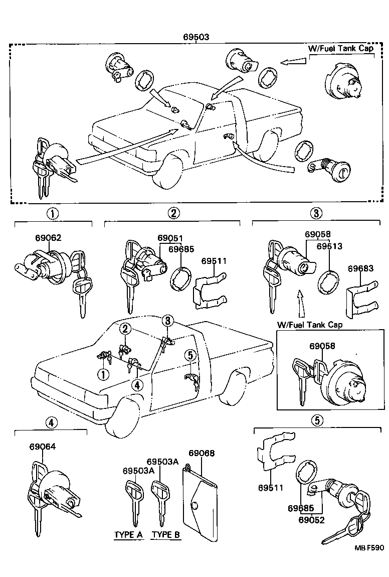 69005-89139 CYLINDER SET, LOCK product image
