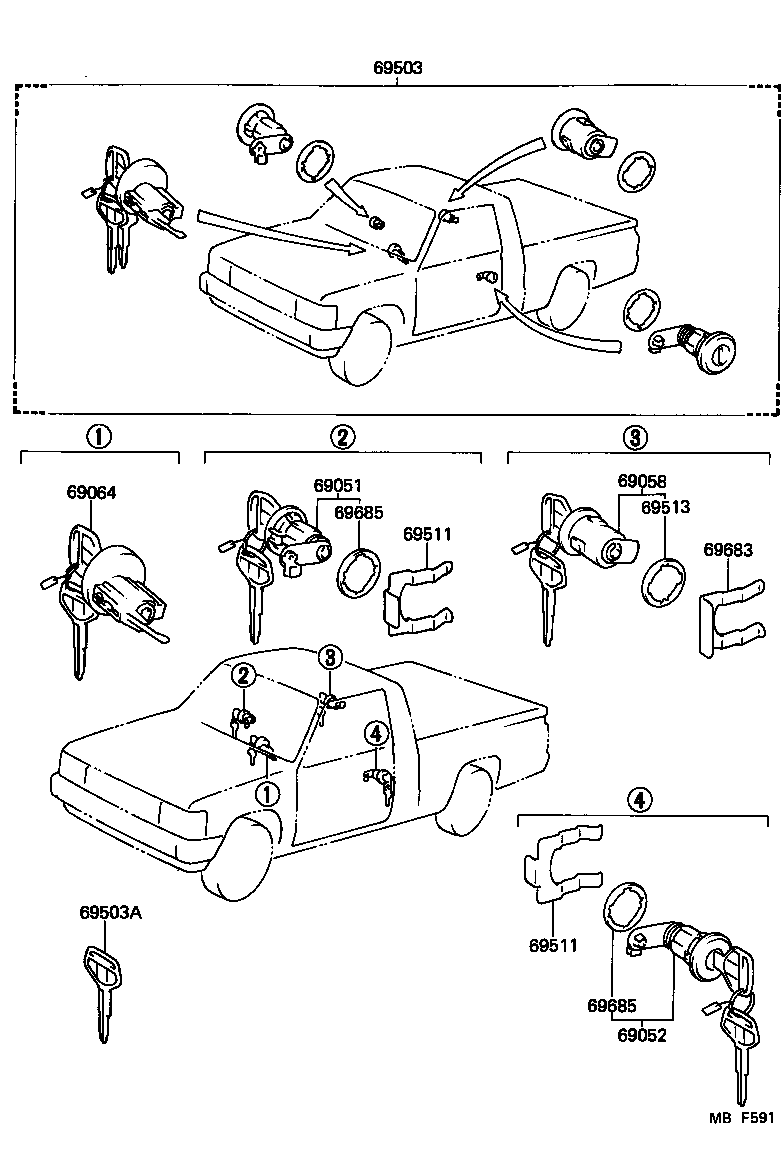 69005-89186 CYLINDER SET, LOCK product image