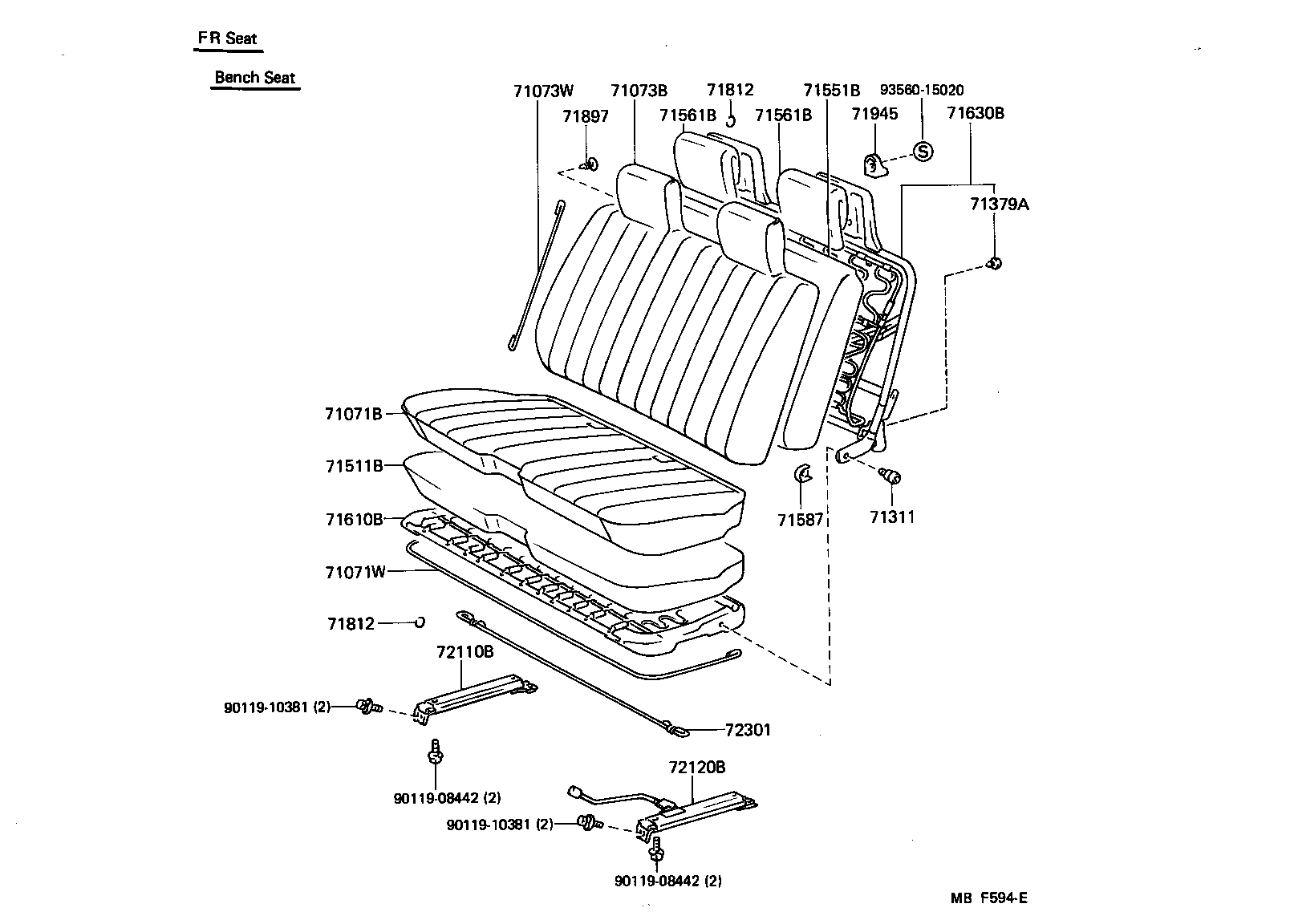 Toyota 71610-89127 SPRING ASSY, FRONT SEAT CUSHION, RH(FOR SEPARATE TYPE)